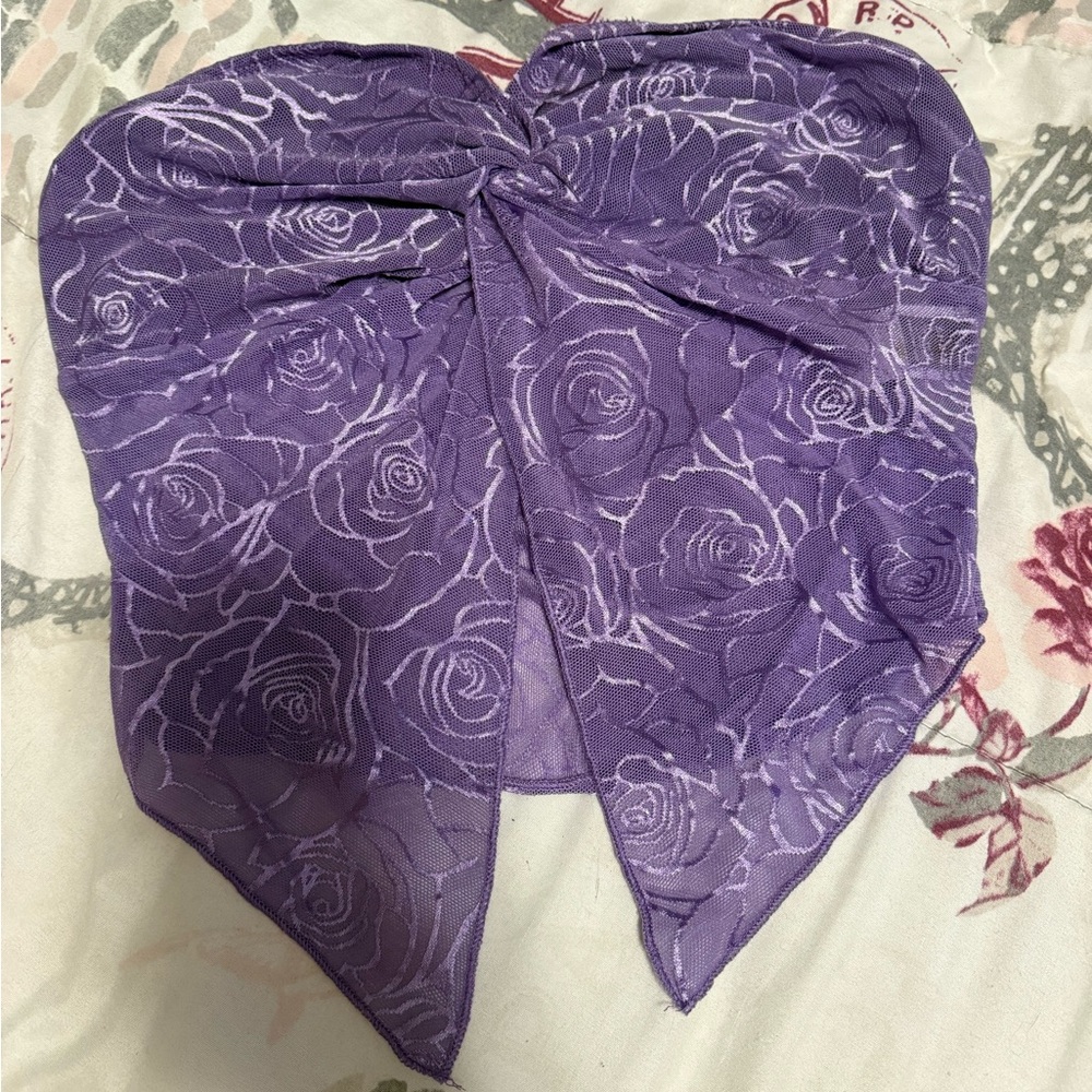 SHEIN Purple Rose Pattern Tube Top